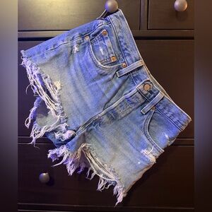 Levi's 501 High-rise Button-up Classic Blue Denim Cut-off shorts